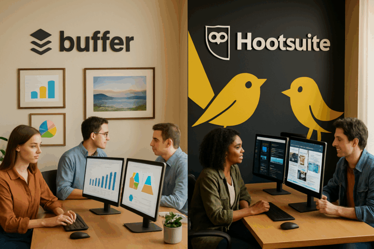 découvrez l'affrontement entre buffer et hootsuite, deux géants de la gestion des réseaux sociaux. comparez leurs fonctionnalités, interfaces, et tarifs pour déterminer laquelle des deux plateformes est la plus performante pour optimiser votre stratégie de communication en ligne.